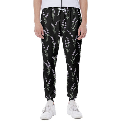 Lavender Flowers Pattern Print Scuba Joggers