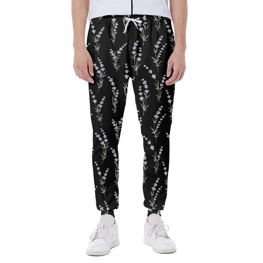 Lavender Flowers Pattern Print Scuba Joggers