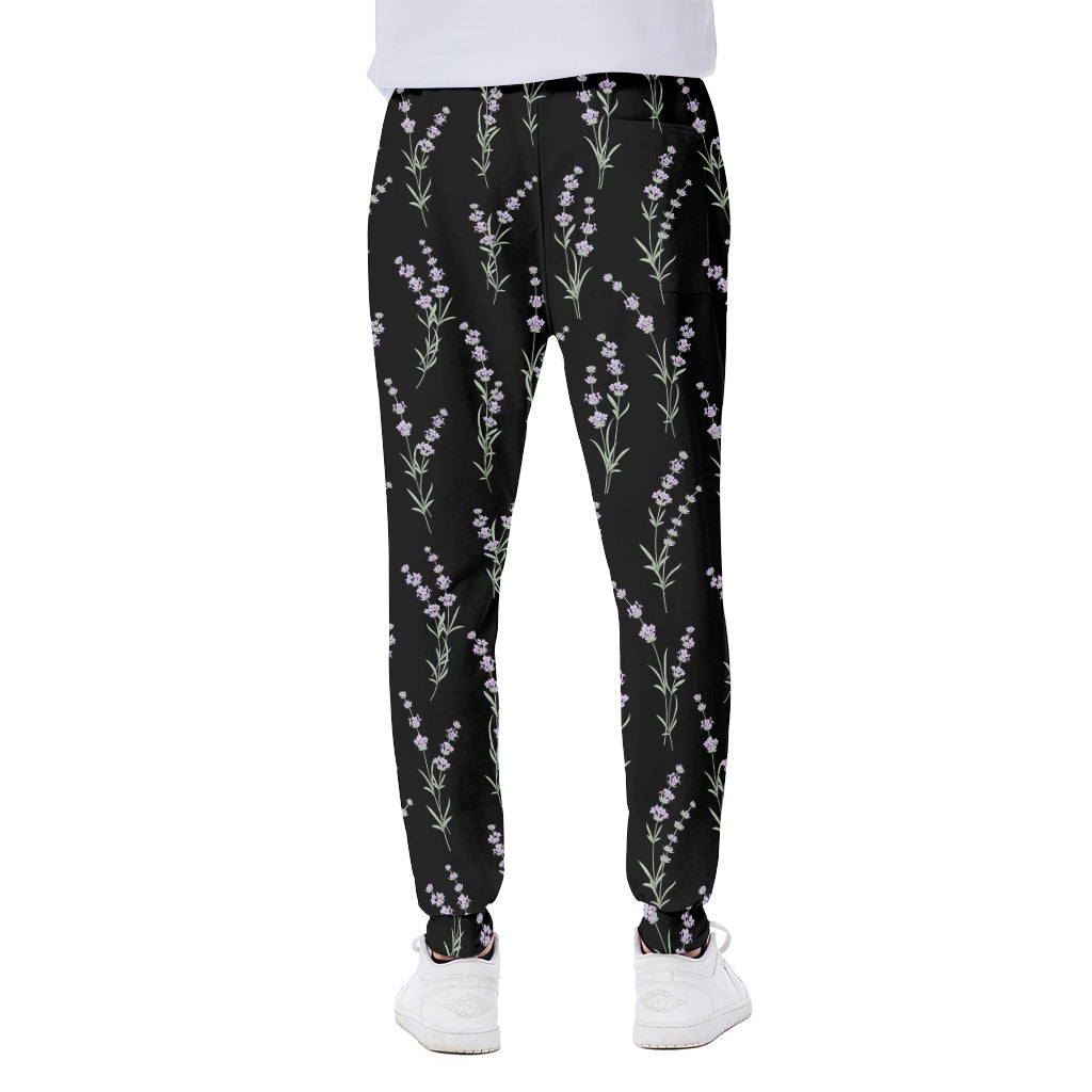 Lavender Flowers Pattern Print Scuba Joggers