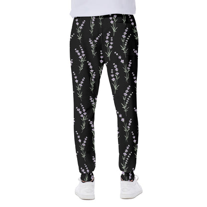 Lavender Flowers Pattern Print Scuba Joggers