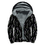 Lavender Flowers Pattern Print Sherpa Lined Zip Up Hoodie