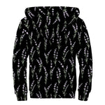 Lavender Flowers Pattern Print Sherpa Lined Zip Up Hoodie