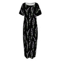 Lavender Flowers Pattern Print Short Sleeve Long Nightdress