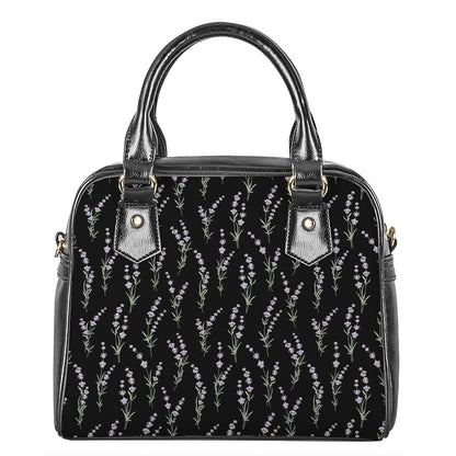 Lavender Flowers Pattern Print Shoulder Handbag