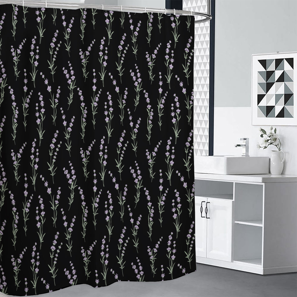 Lavender Flowers Pattern Print Shower Curtain