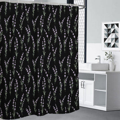 Lavender Flowers Pattern Print Shower Curtain