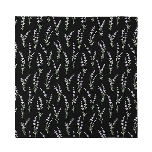 Lavender Flowers Pattern Print Silk Bandana