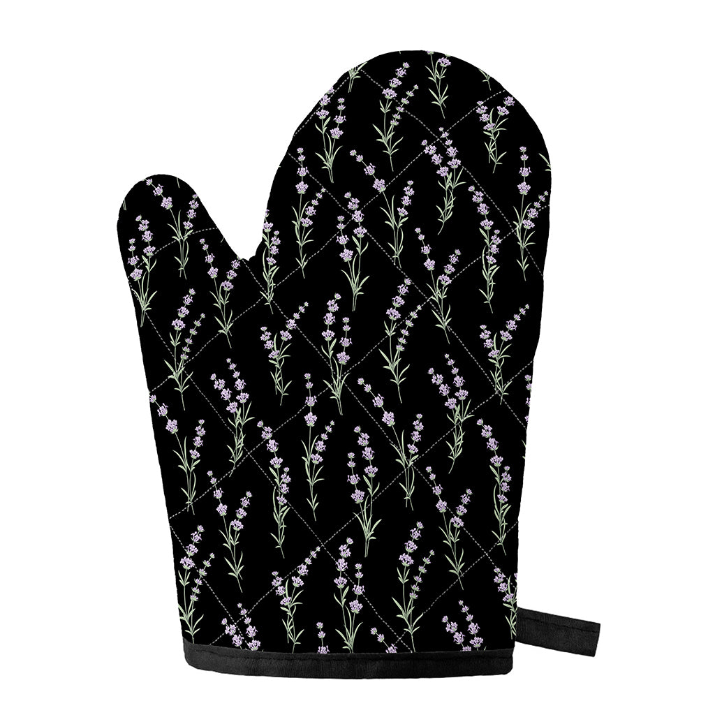 Lavender Flowers Pattern Print Single Oven Mitt
