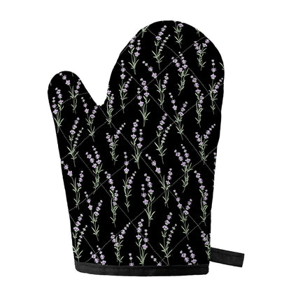 Lavender Flowers Pattern Print Single Oven Mitt
