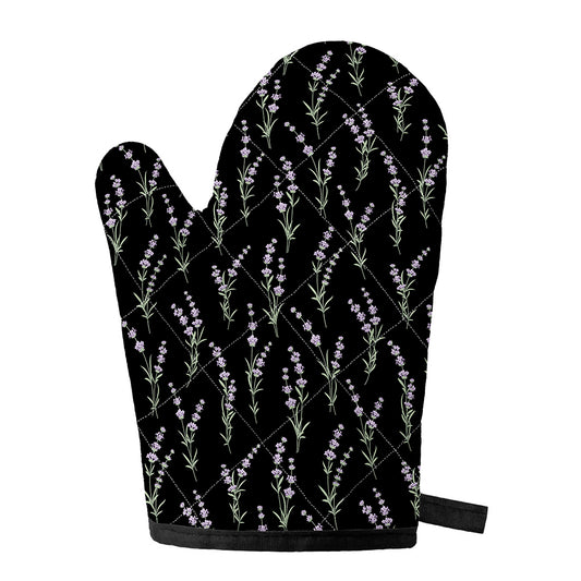 Lavender Flowers Pattern Print Single Oven Mitt