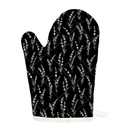 Lavender Flowers Pattern Print Single Oven Mitt
