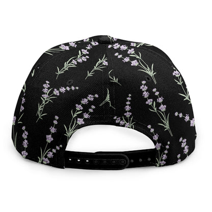Lavender Flowers Pattern Print Snapback Cap