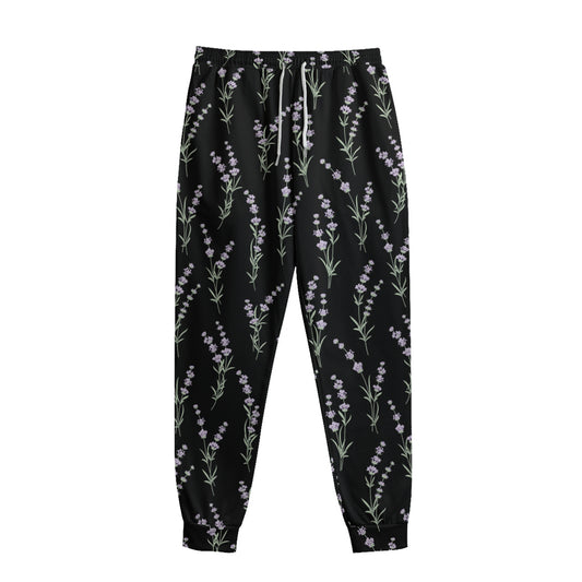 Lavender Flowers Pattern Print Sweatpants