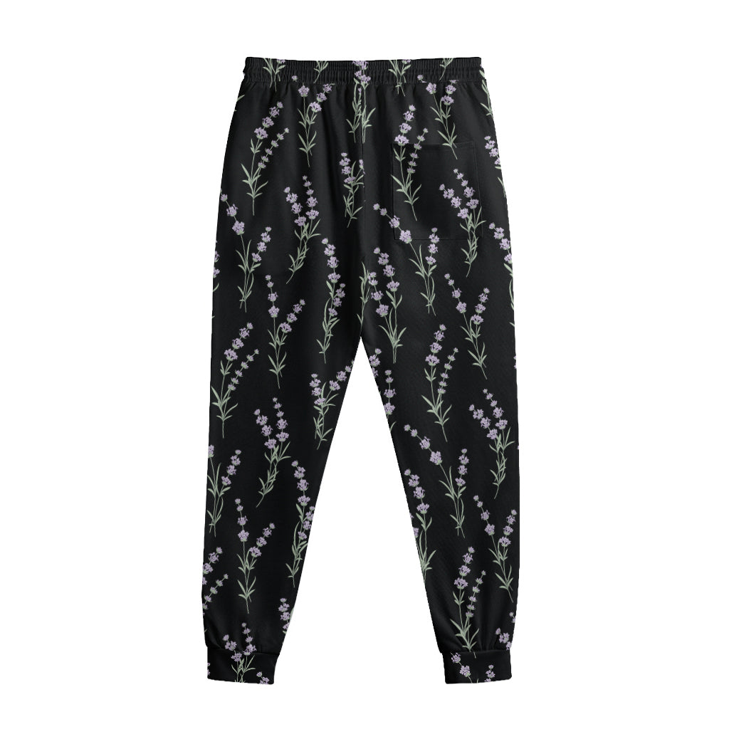 Lavender Flowers Pattern Print Sweatpants