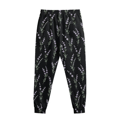 Lavender Flowers Pattern Print Sweatpants