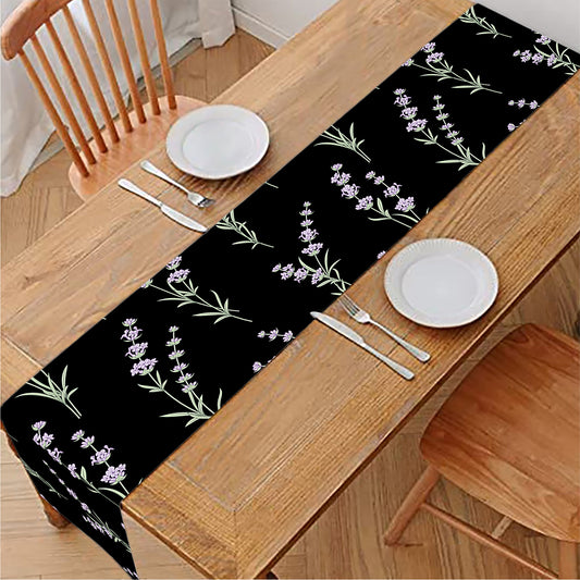 Lavender Flowers Pattern Print Table Runner