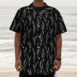 Lavender Flowers Pattern Print Textured Short Sleeve Shirt
