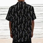 Lavender Flowers Pattern Print Textured Short Sleeve Shirt