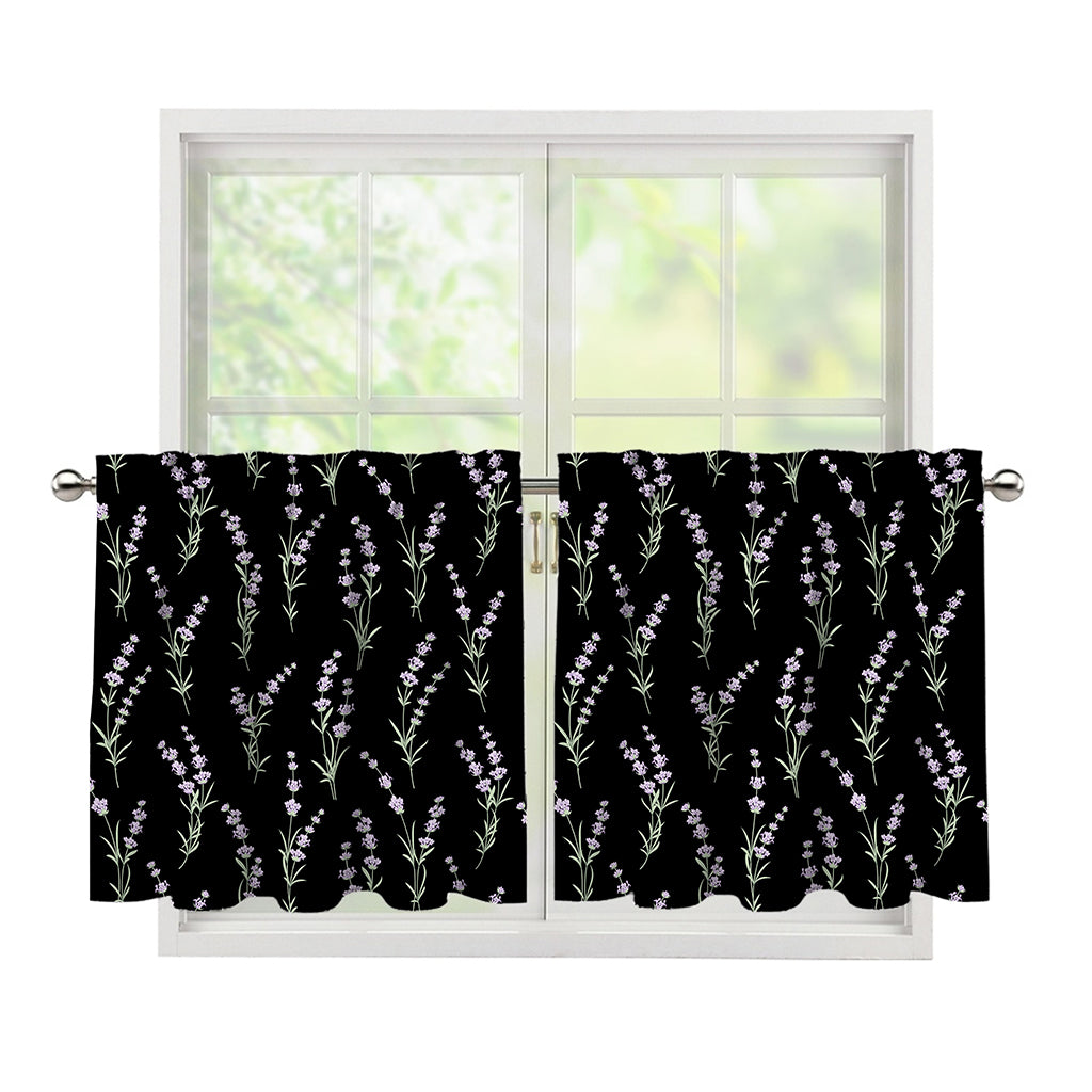 Lavender Flowers Pattern Print Tier Curtains