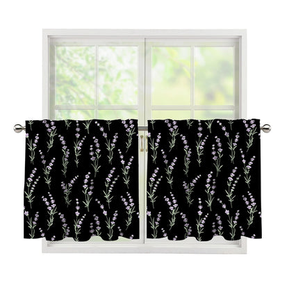 Lavender Flowers Pattern Print Tier Curtains