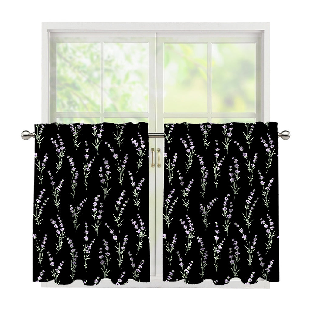Lavender Flowers Pattern Print Tier Curtains