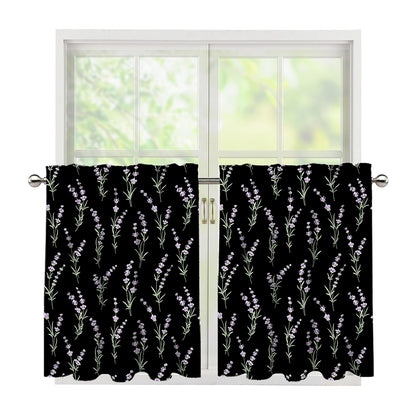 Lavender Flowers Pattern Print Tier Curtains