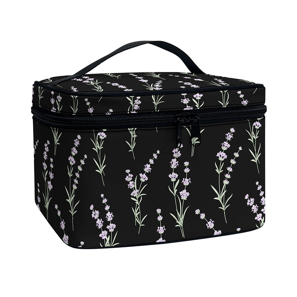 Lavender Flowers Pattern Print Travel Makeup Bag