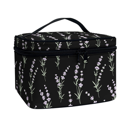 Lavender Flowers Pattern Print Travel Makeup Bag
