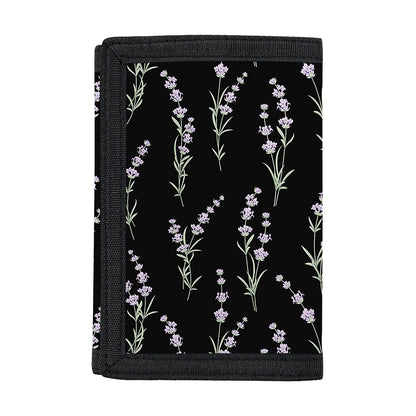 Lavender Flowers Pattern Print Trifold Wallet