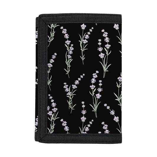 Lavender Flowers Pattern Print Trifold Wallet