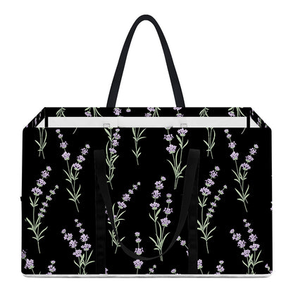Lavender Flowers Pattern Print Utility Tote Bag