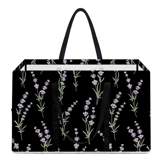 Lavender Flowers Pattern Print Utility Tote Bag