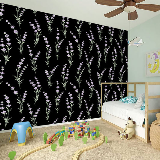 Lavender Flowers Pattern Print Wall Sticker