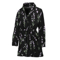 Lavender Flowers Pattern Print Women's Bathrobe