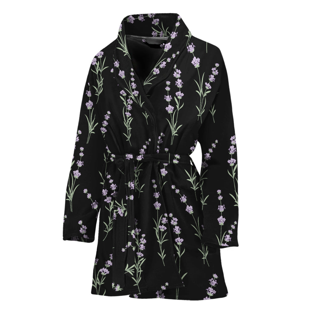 Lavender Flowers Pattern Print Women's Bathrobe