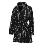 Lavender Flowers Pattern Print Women's Bathrobe