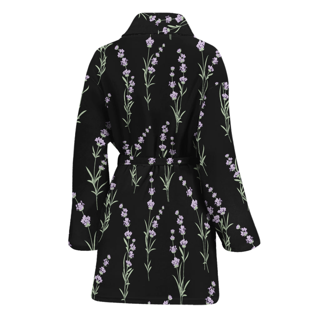 Lavender Flowers Pattern Print Women's Bathrobe