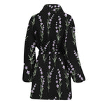 Lavender Flowers Pattern Print Women's Bathrobe