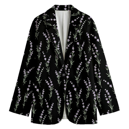 Lavender Flowers Pattern Print Women's Blazer