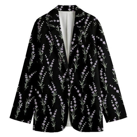 Lavender Flowers Pattern Print Women's Blazer