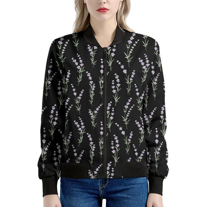 Lavender Flowers Pattern Print Women's Bomber Jacket