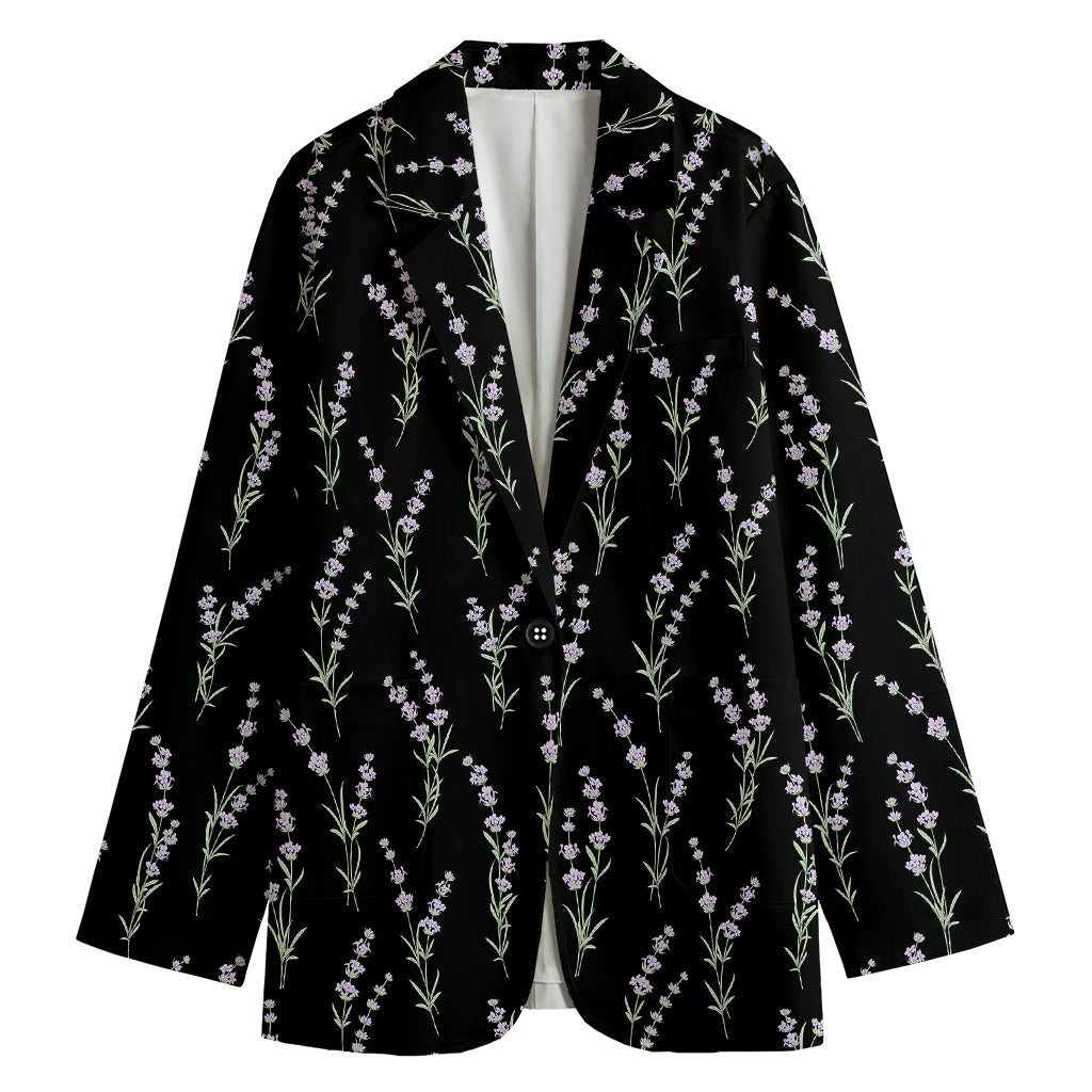 Lavender Flowers Pattern Print Women's Cotton Blazer