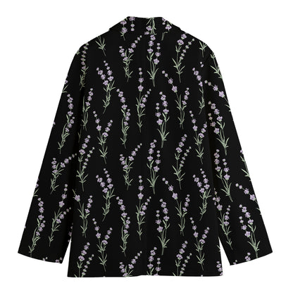 Lavender Flowers Pattern Print Women's Cotton Blazer