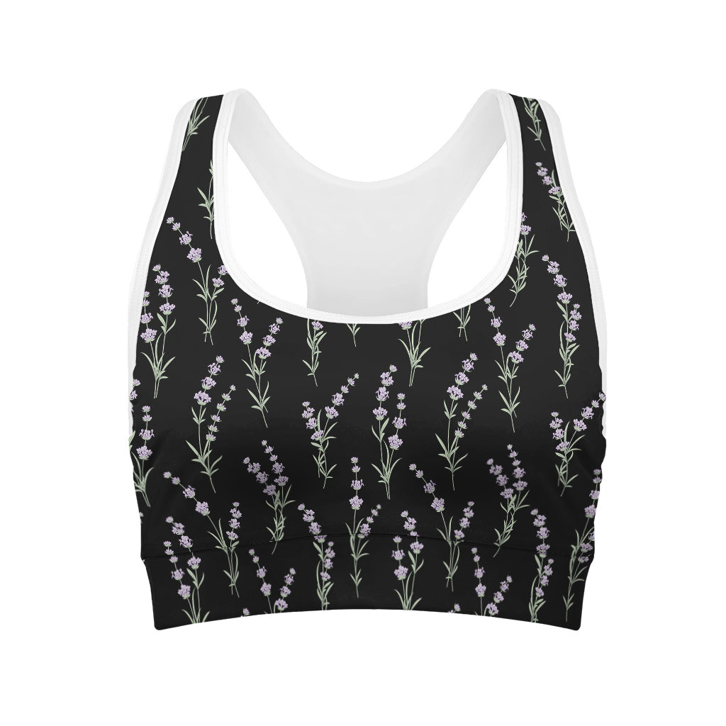 Lavender Flowers Pattern Print Women's Sports Bra