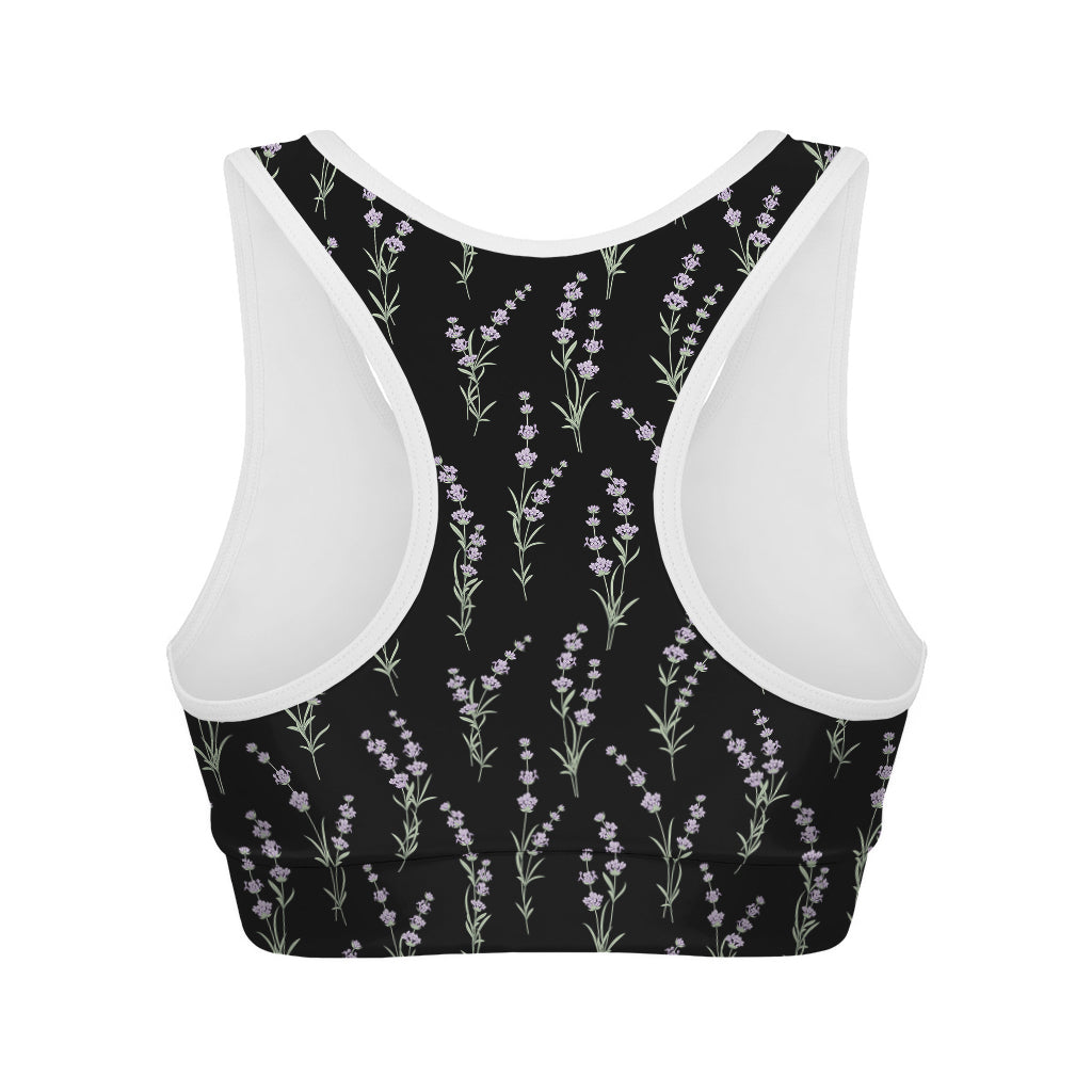 Lavender Flowers Pattern Print Women's Sports Bra