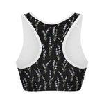 Lavender Flowers Pattern Print Women's Sports Bra