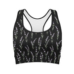 Lavender Flowers Pattern Print Women's Sports Bra