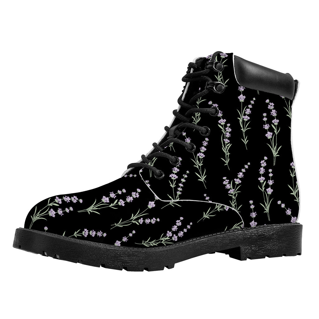 Lavender Flowers Pattern Print Work Boots