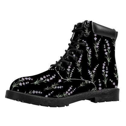 Lavender Flowers Pattern Print Work Boots