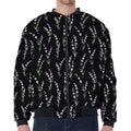 Lavender Flowers Pattern Print Zip Sleeve Bomber Jacket